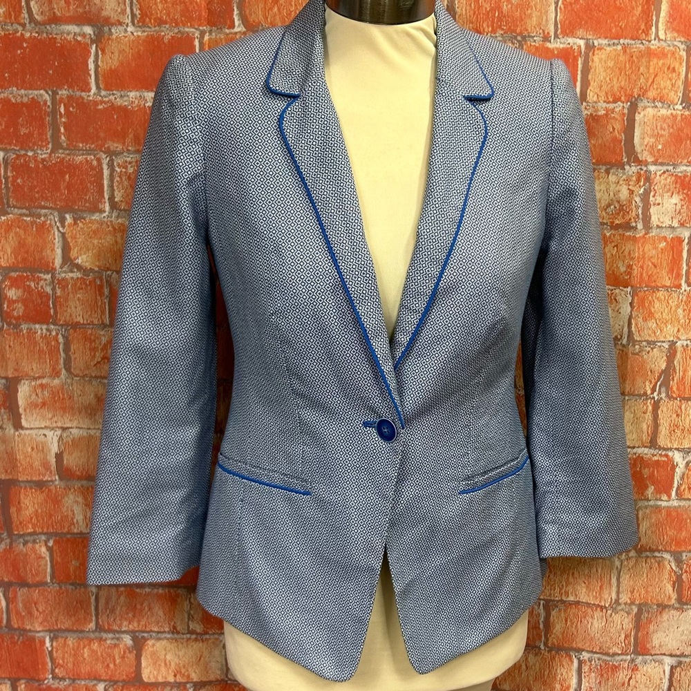 The Limited Blue Print Cotton Blazer